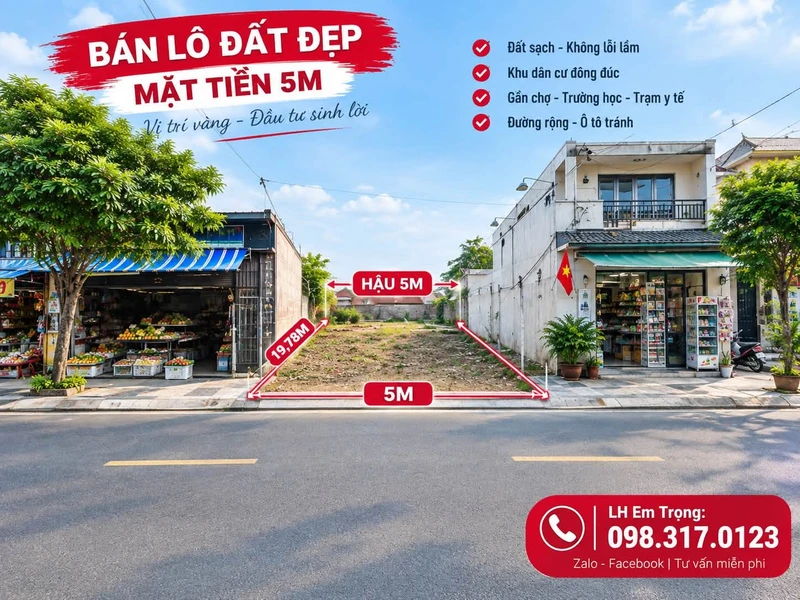 Bán lô đất mặt tiền 97,3m² Chợ Xã Đức Xương Gia Lộc Hải Dương