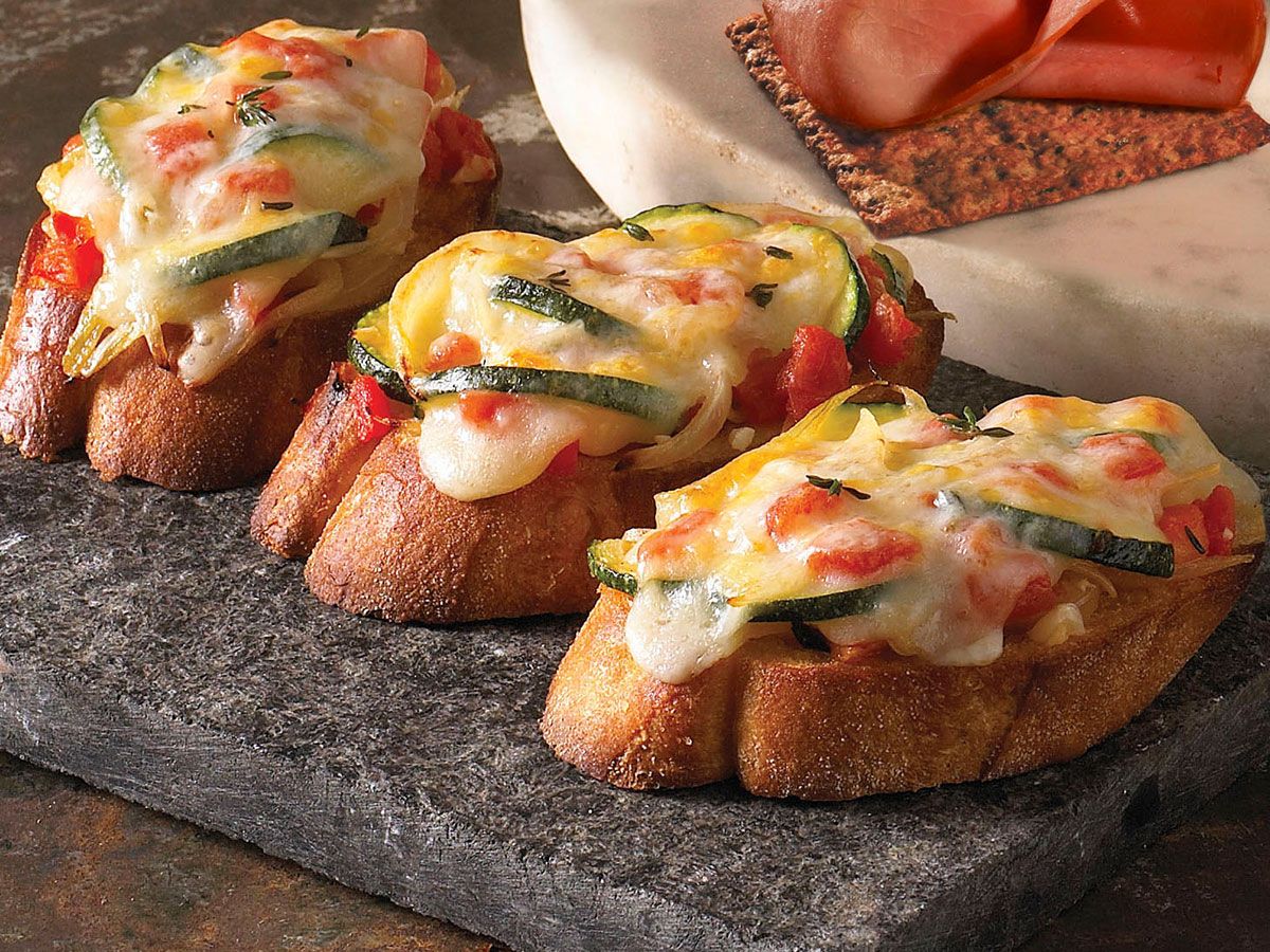 Provolone and Zucchini Crostini