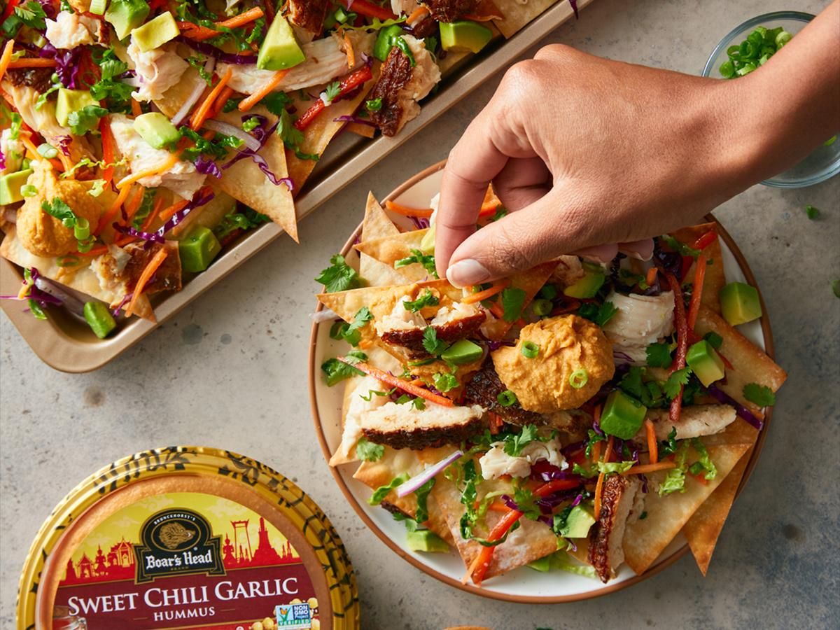 Hummus Wonton Nachos