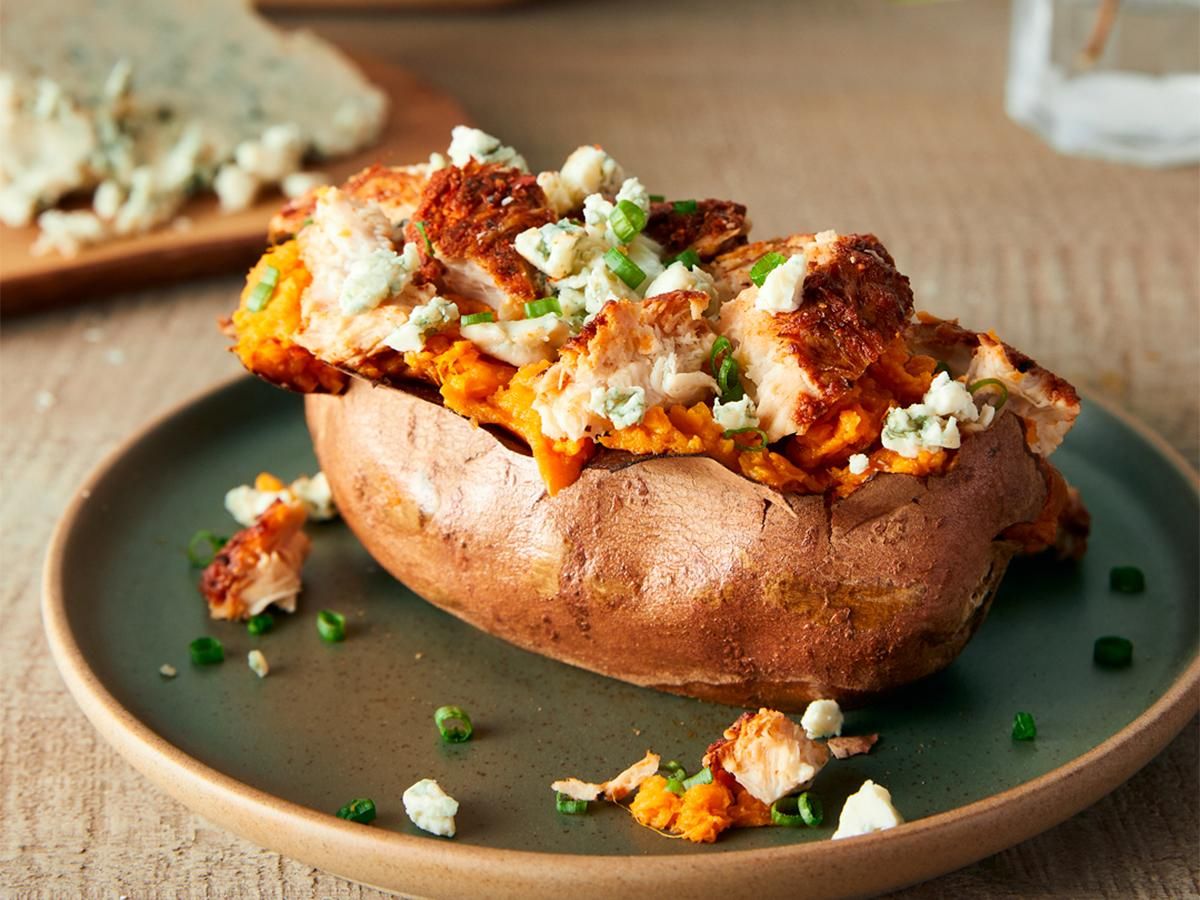 Blazing Buffalo® Chicken Stuffed Sweet Potatoes