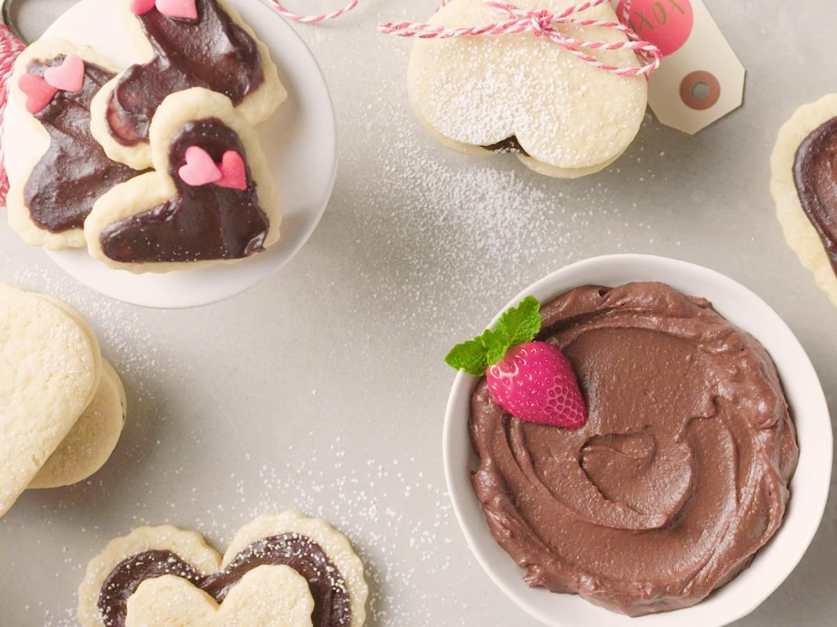 Heart Sandwich Cookies with Dark Chocolate Dessert Hummus | Boar's Head