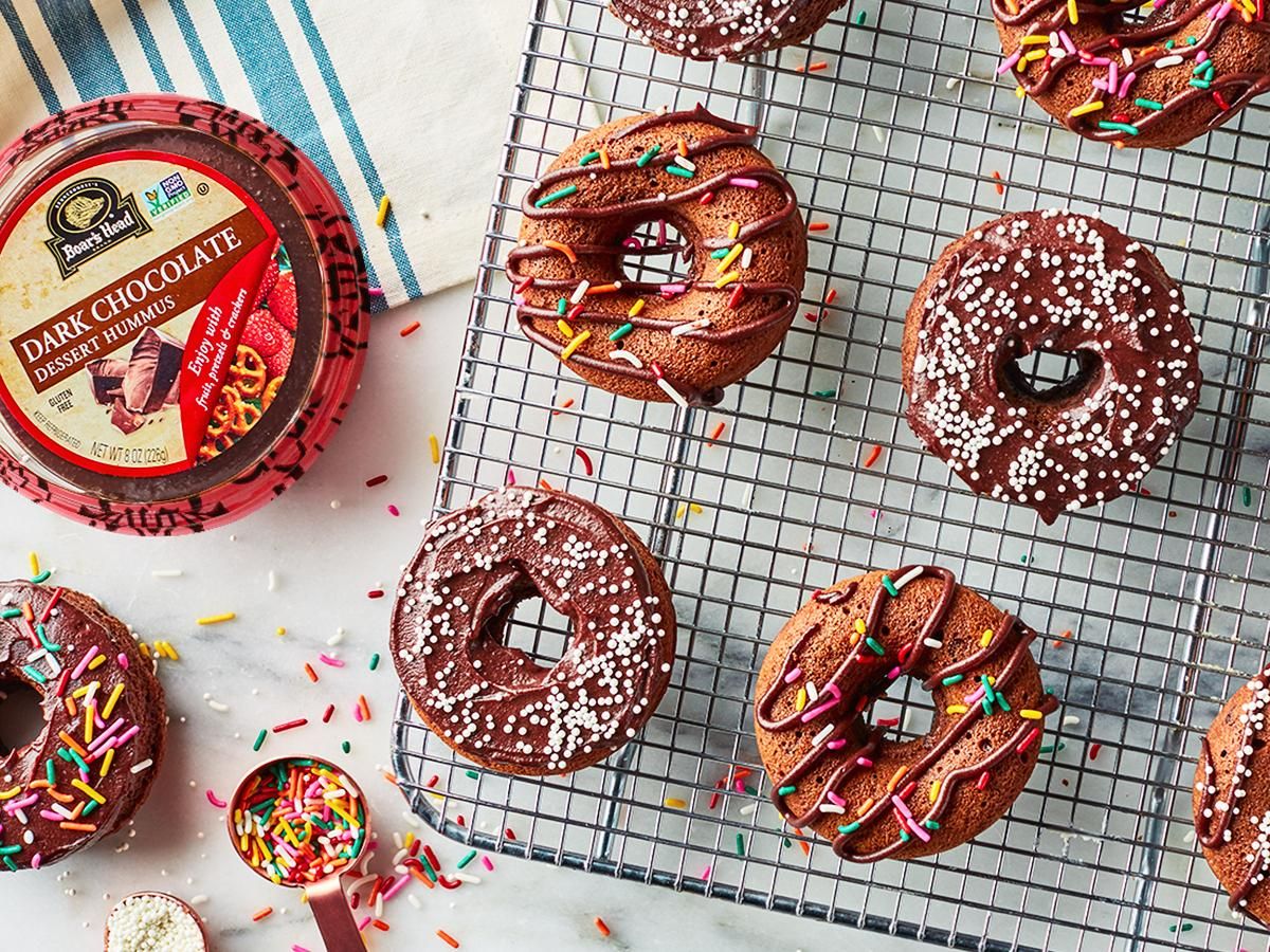 Dark Chocolate Dessert Hummus Frosted Doughnuts | Boar's Head