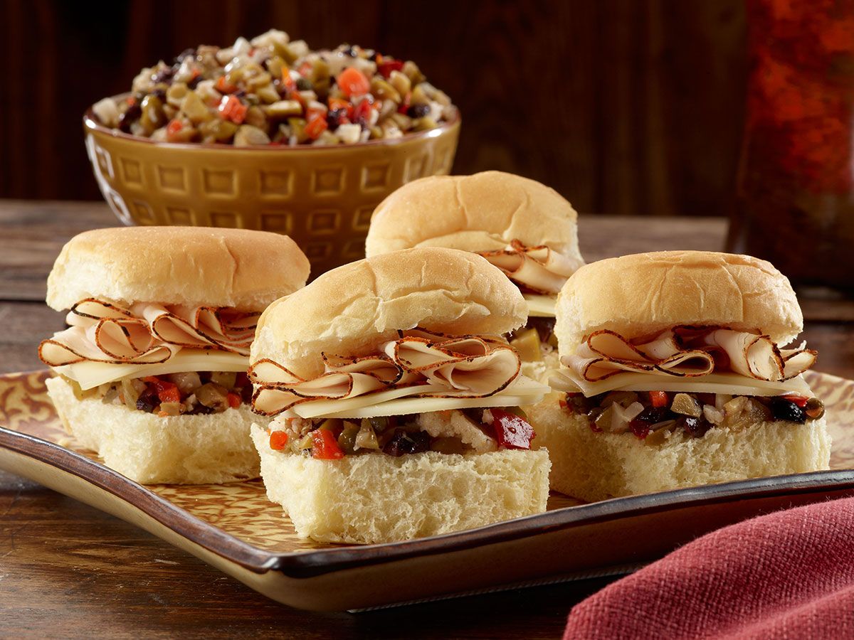 Bold Blackened Turkey Muffaletta Sliders