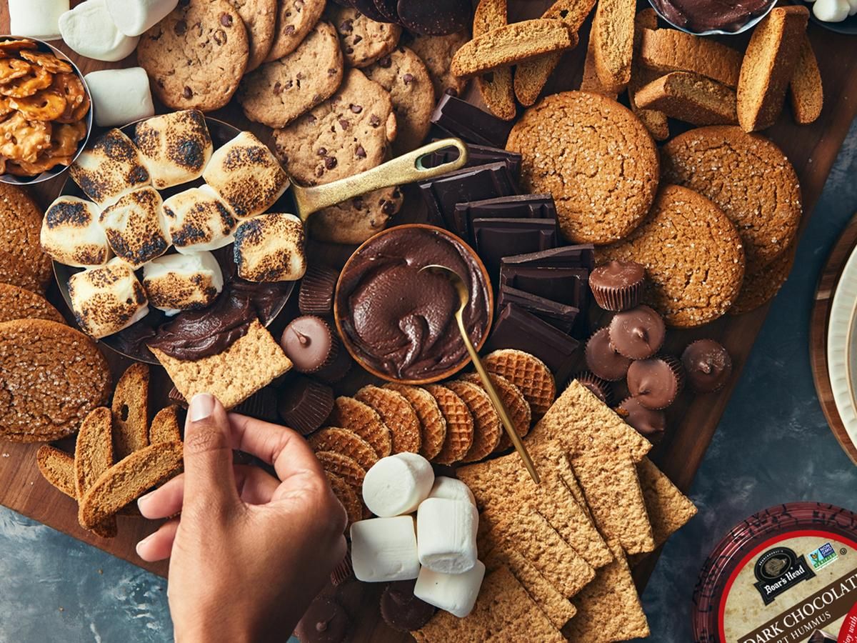 Dark Chocolate Dessert Hummus S'mores Board
