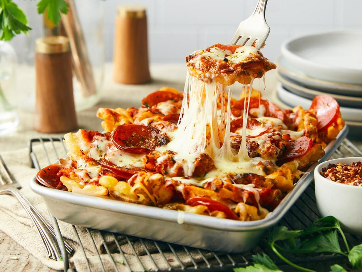 Pepperoni Pizza Waffle Fries