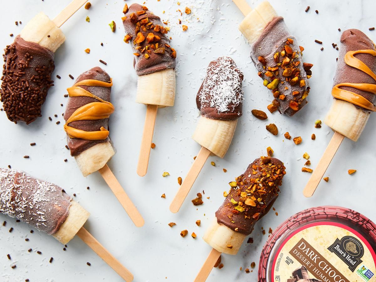 Dark Chocolate Dessert Hummus Dipped Bananas