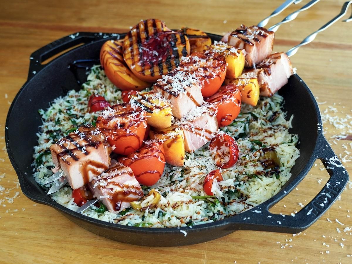 Italian Roasted Uncured Ham Brochettes Over Rice