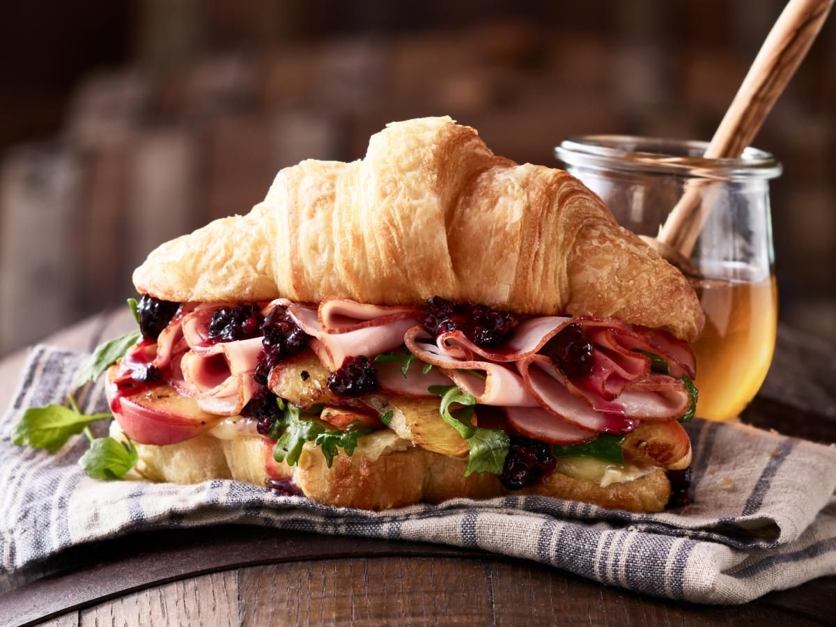 Bold BourbonRidge® Uncured Smoked Ham Croissant with Brie and Peaches