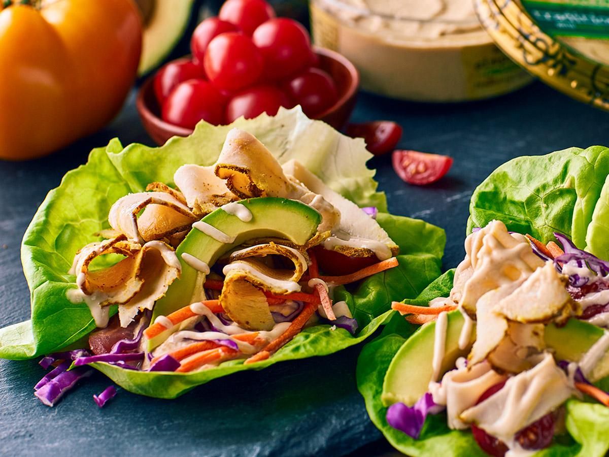 Bold Madrasala® Curry Chicken and Veggie Lettuce Boats with Tahini Dressing